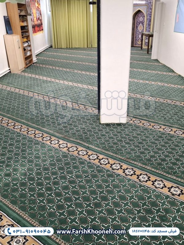 فرش تشریفات سجاده ای طرح شمسه رنگ سبز 700 شانه کد 1145