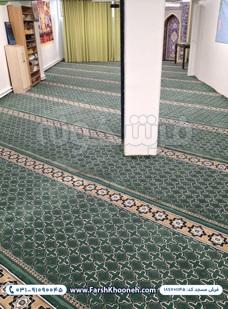 فرش تشریفات سجاده ای طرح شمسه رنگ سبز 700 شانه کد 1145