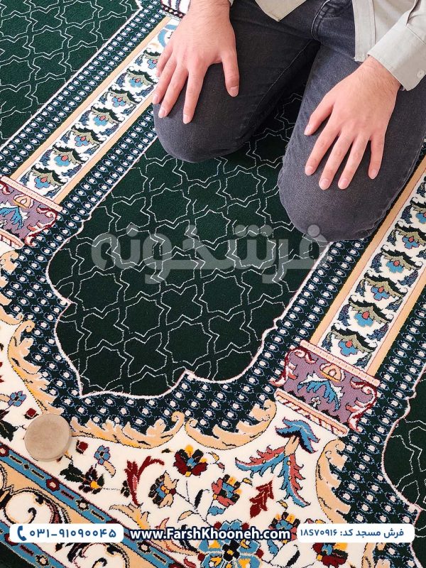 فرش محرابی سجاده ای سبز 700 شانه کد 70916