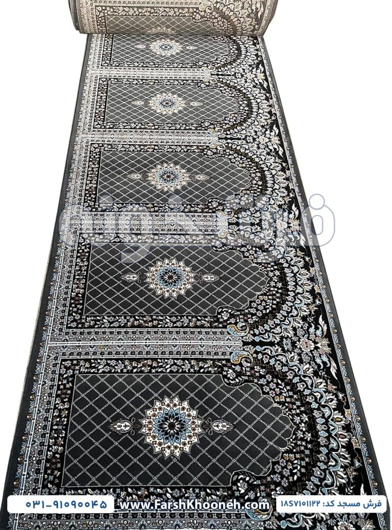 فرش سجاده ای طرح کرمان رنگ دودی 700 شانه کد 1122 - فرش سجاده فرشخونه