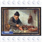 تابلو فرش ایرانی طرح پیرمرد گیوه دوز