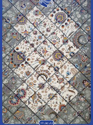 فرش چهل تکه طرح گل های شاه عباسی 1000 شانه کد 21M11800-8