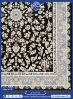 فرش پارلا سرمه ای گل برجسته 1200 شانه تراکم 3600 برجسته کد 20992 - فرشخونه