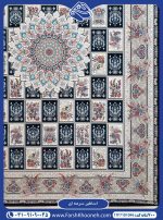 خرید فرش طرح اساطیر زمینه سرمه ای باکیفیت