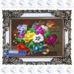 تابلو فرش گل و پروانه کد 43006