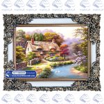 تابلو فرش کلبه و دریاچه مرغابی کد 45003