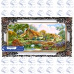 تابلو فرش کلبه جنگلی سرسبز کد 45071