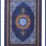 فرش کلاریس ترنج طلایی زمینه آبی