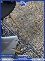 فرش کهنه نما خشتی طلایی با رنگ بندی اصیل