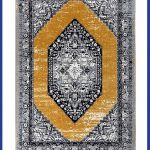 فرش طرح سنتی سرمه ای زرد