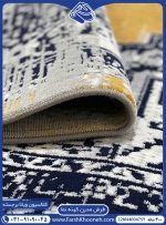 فرش طرح سنتی سرمه ای زرد سبک وینتیج