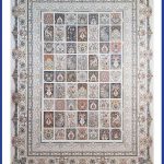 فرش خشتی بژ 1500 شانه کد 2-30060 گل برجسته
