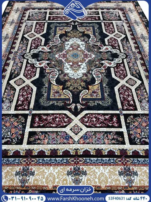 فرش طرح خزان سرمه ای 440 شانه کد 40631
