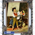 تابلو فرش پسر روزنامه خوان
