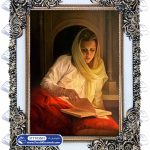 تابلو فرش بانوی کتابخوان