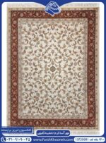 فرش مهرآسا کرم حاشیه گلبهی 1200 شانه گل برجسته کد 20081