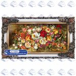 تابلو فرش گلدان رز شلوغ کد 105021