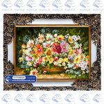 تابلو فرش طرح گل های زرد و سفید لاله کد 105024
