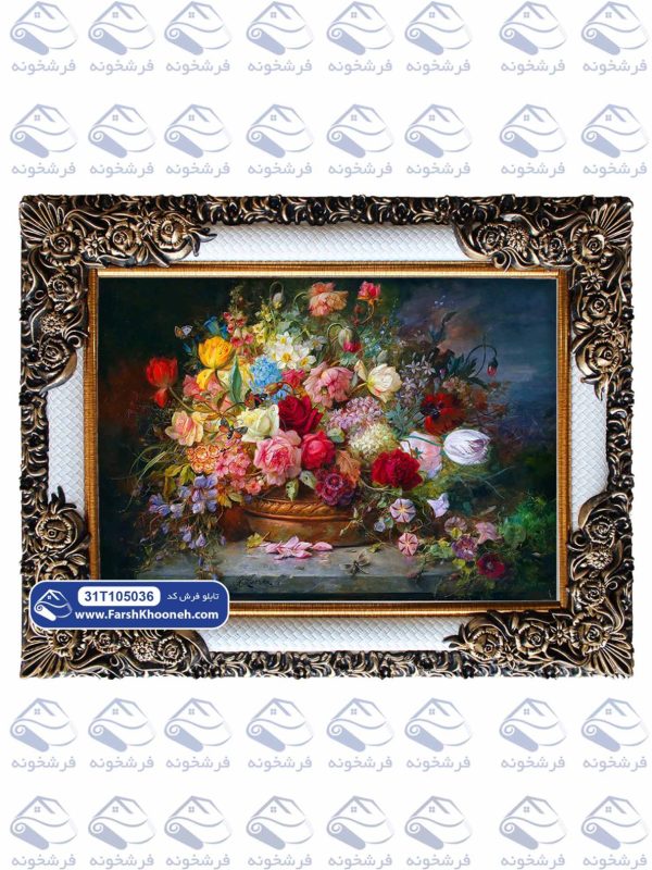 تابلو فرش طرح سبد پر از گل کد 5036