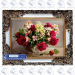 تابلو فرش گلدان گل میخک کد 105001