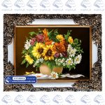 تابلو فرش گل آفتابگردان و بابونه کد 105012