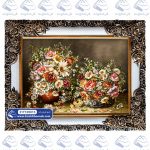 تابلو فرش سبد و گلدان مینا و بابونه کد 105013