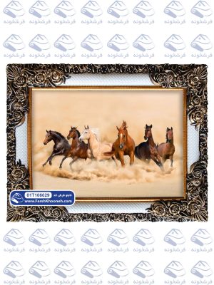 تابلو فرش تاخت اسب ها در بیابان
