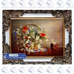 تابلو فرش طرح سبد گل بابونه و شقایق کد 105200