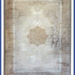 فرش وینتیج ترنج دار زغالی طلاکوب درجه یک