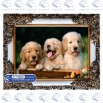 تابلو فرش طرح سه سگ کوچک کد 106082