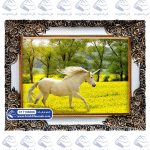 تابلو فرش طرح اسب تک شاخ سفید