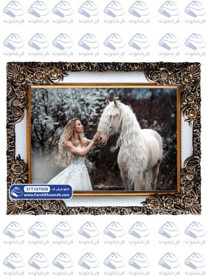 تابلو فرش عروس و اسب سفید