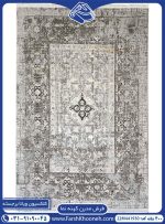 فرش وینتیج طرح ترنج چهارپر زمینه نقره ای کد 441930 - فرشخونه