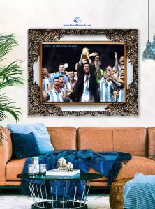 تابلو فرش قهرمانی آرژانتین در جام جهانی در دکوراسیون