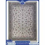 فرش افشان بهشت 1200 شانه گل برجسته کرم - حاشیه سرمه ای کد 20597
