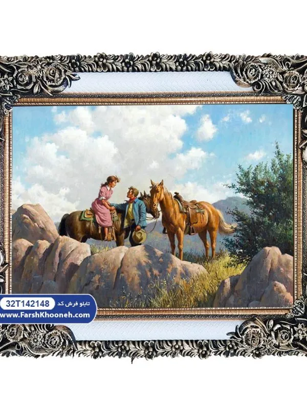تابلو فرش اسب سوار عاشق