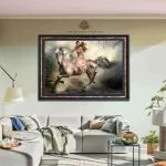 تابلو فرش حیوانات طرح اسب و دختر 02