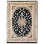 نمای کلی فرش طرح اصفهان زمینه سرمه ای 1200 شانه کد 15F210050