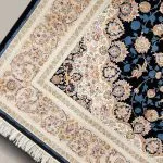 گوشه فرش طرح اصفهان زمینه سرمه ای 1200 شانه کد 15F210050