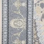 حاشیه فرش ترنج گرد زمینه بژ گل برجسته