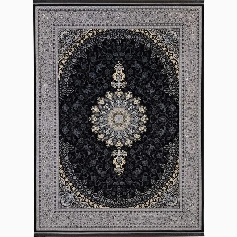 فرش طرح شهاب زغالی 700 شانه تراکم 2550 کد 27F720863