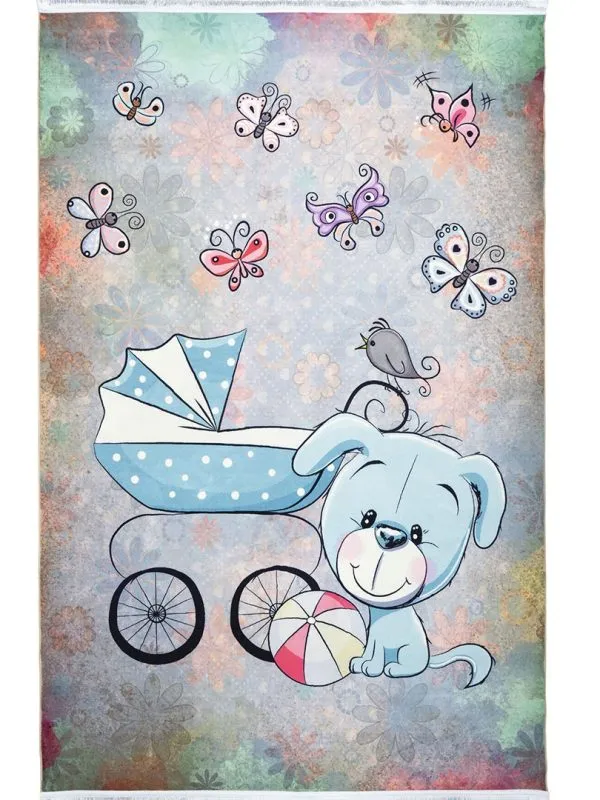 فرش کودک طرح هاپوی آبی 700 شانه تراکم 3300 کد 30A7100278