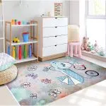 دکور فرش کودک طرح هاپوی آبی 700 شانه تراکم 3300 کد 30A7100278