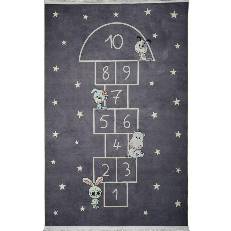 فرش کودک طرح لی لی ستاره ای زمینه خاکستری 700 شانه تراکم 3300 کد 30A7101254 03