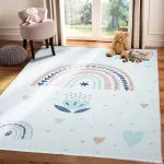 دکور فرش کودک طرح رنگین کمان و گل 700 شانه تراکم 3300 کد 30A7101268