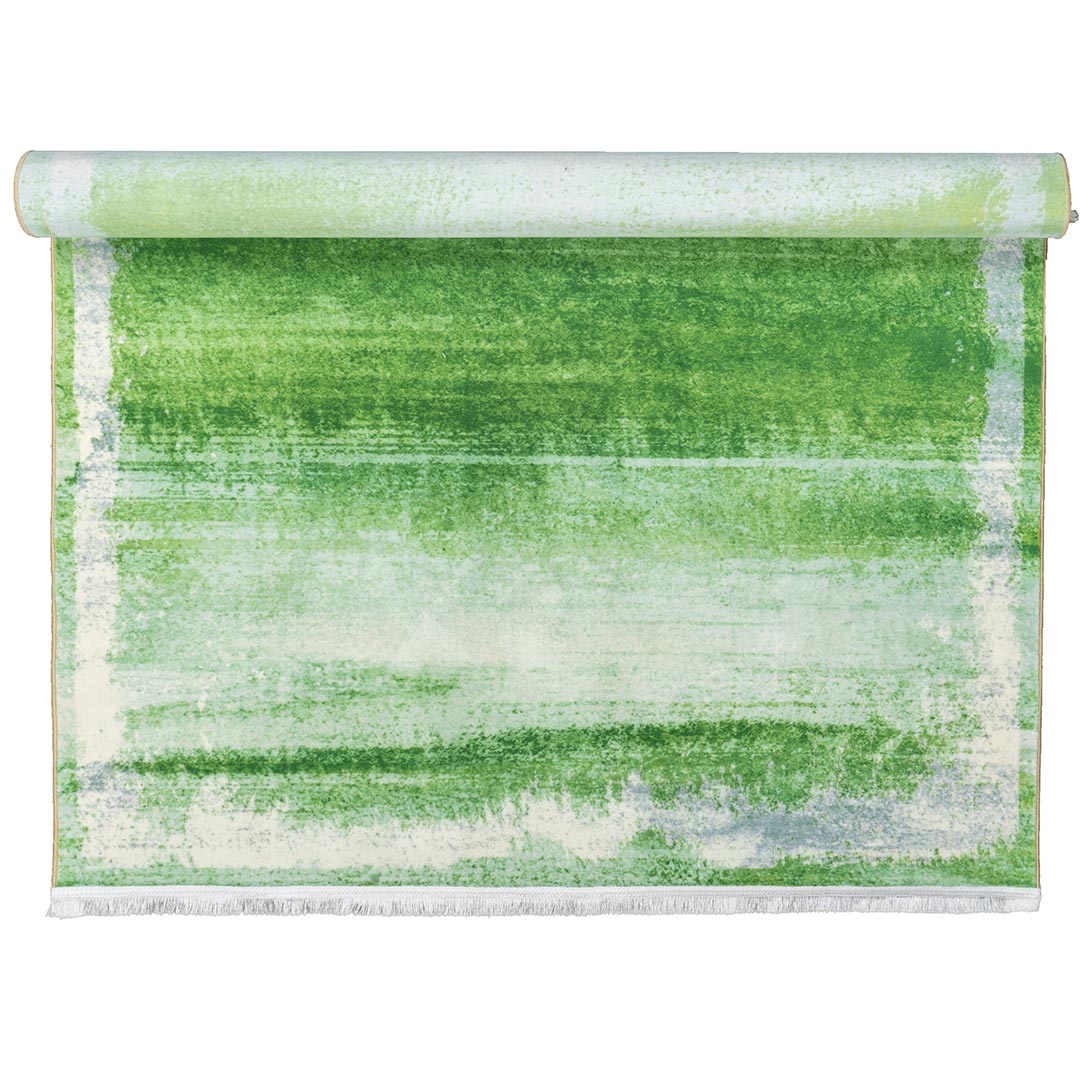 رول فرش مدرن طرح آبرنگی حاشیه دار رنگ سبز 700 شانه تراکم 3300 کد 30M7100440-1