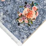 فرش فانتزی طرح قاب گل 700 شانه رنگ فیلی کد 100444 - فرشخونه