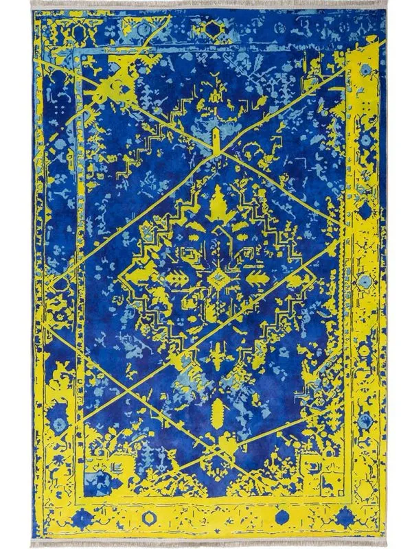 فرش وینتیج طرح سایه و روشن پتینه زمینه سرمه ای 700 شانه تراکم 3300 کد 30M7101452-1