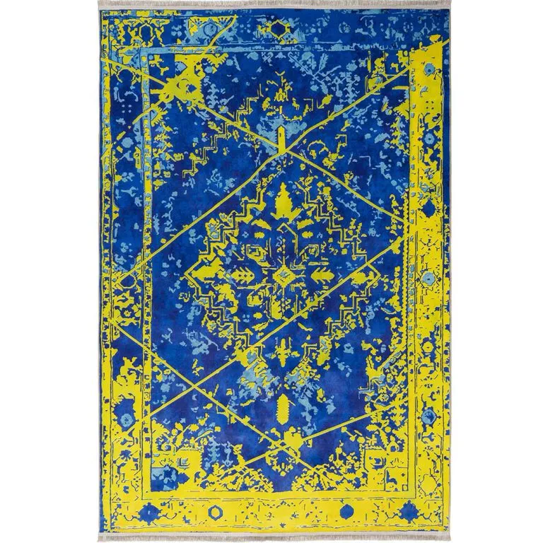 فرش وینتیج طرح سایه و روشن پتینه زمینه سرمه ای 700 شانه تراکم 3300 کد 30M7101452-1