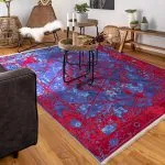 دکور فرش وینتیج طرح سایه و روشن پتینه زمینه بنفش 700 شانه تراکم 3300 کد 30M7101452-2